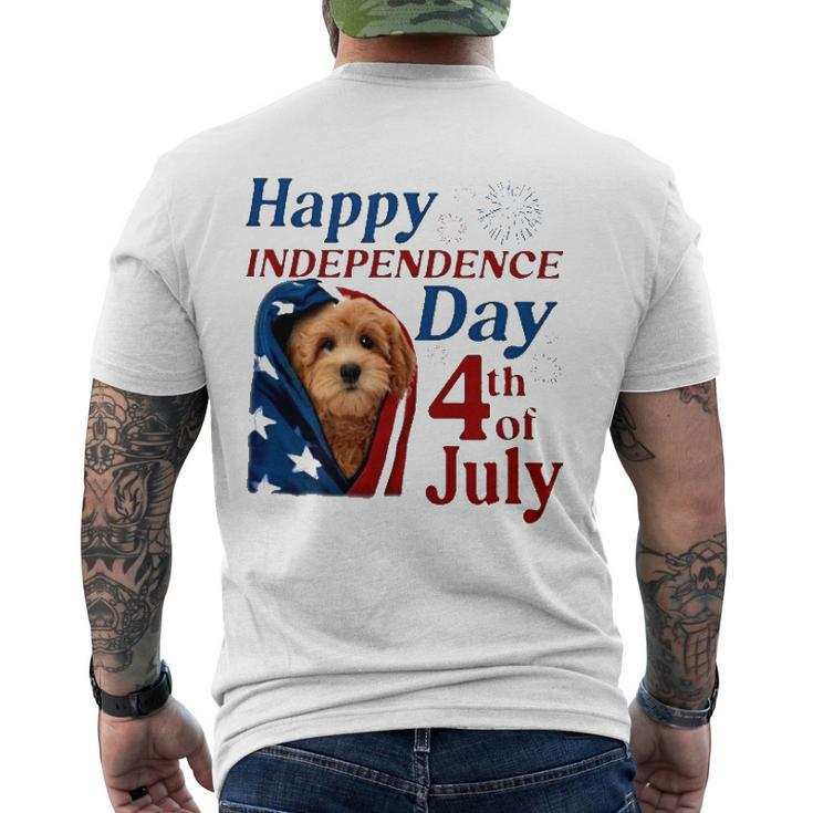 Red Goldendoodle Happy Independence Day 4Th Of July American Flag Men's Back Print T-shirt