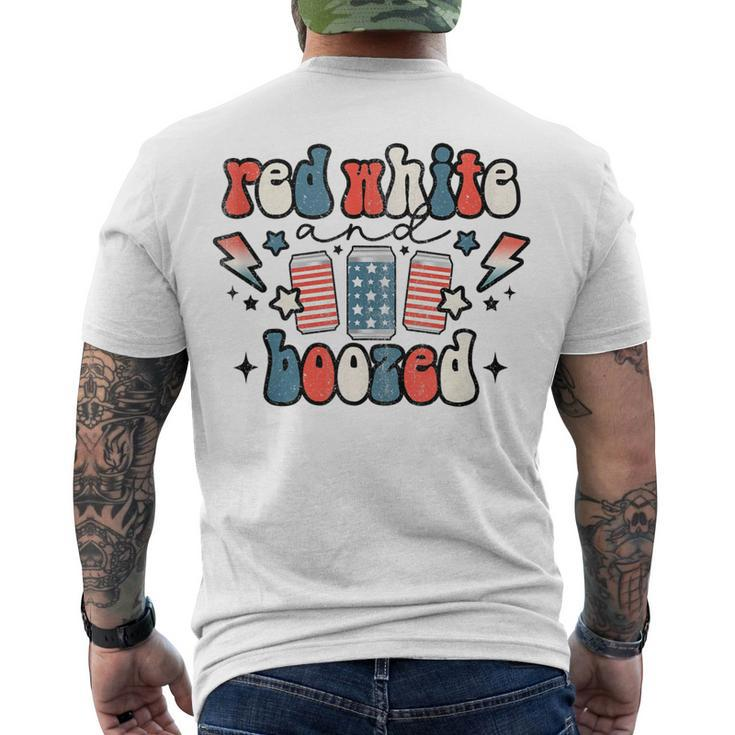 Red White & Booze Summer Drinking 4Th Of July Usa Flag Men's T-shirt Back Print