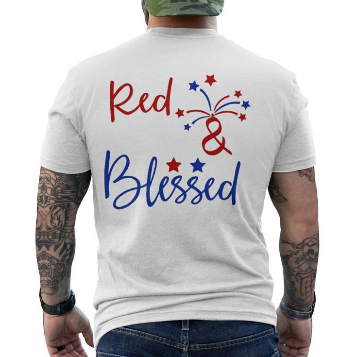 Red White Blessed 4Th Of July Cute Patriotic America Men's Back Print T-shirt