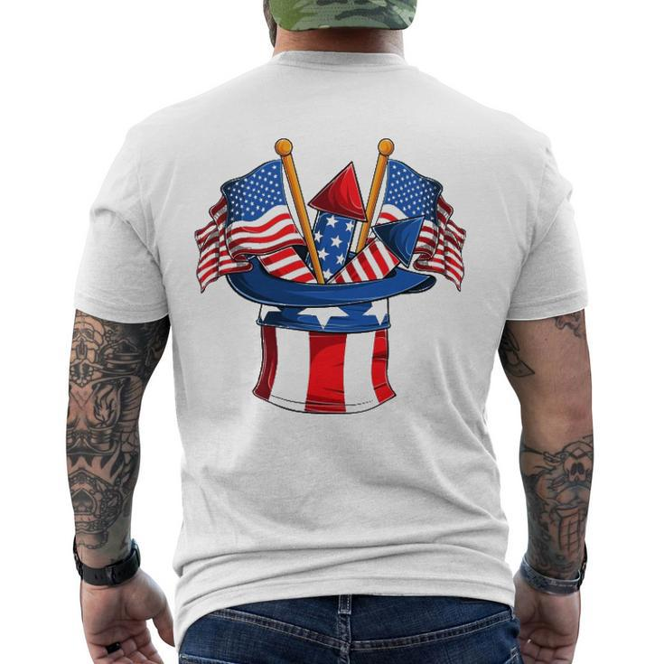 Retro 4Th Of July Hat Patriotic American Flag Vintage Men's Back Print T-shirt