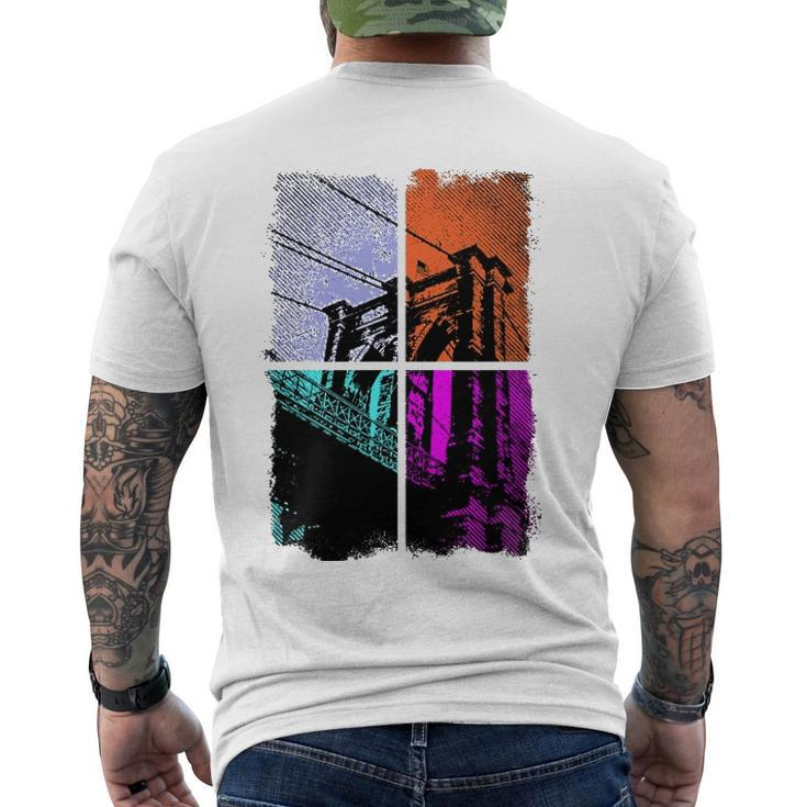 Retro Brooklyn Bridge Nyc Vintage Distressed Men's Back Print T-shirt