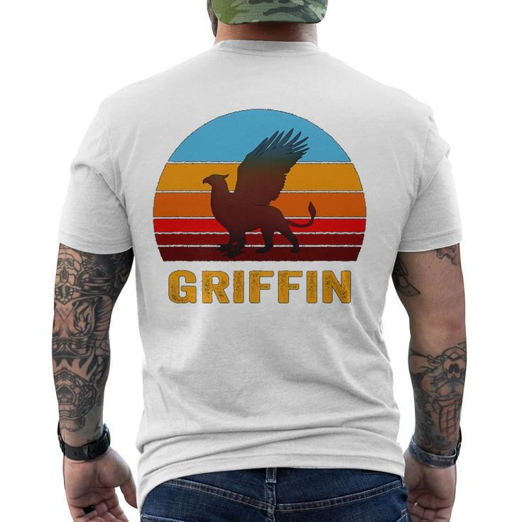 Retro Vintage Style Sunset Griffin Legendary Creature Men's Back Print T-shirt