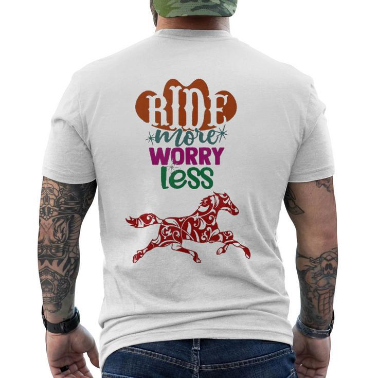 Ride More Worry Less Horse Quote Inspirational Motivational Men's Back Print T-shirt