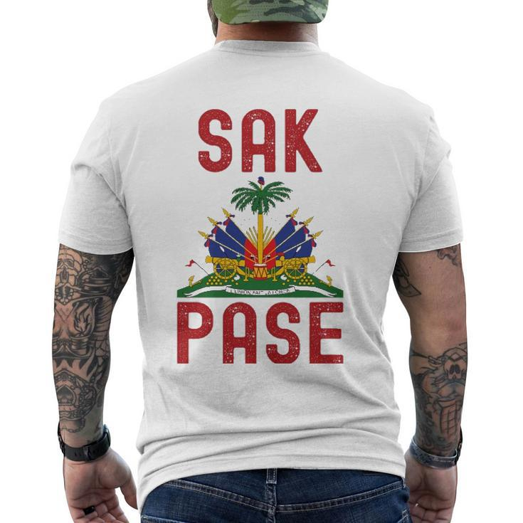 Sak Pase Haitian Flag Haitian Phrases Men's Back Print T-shirt