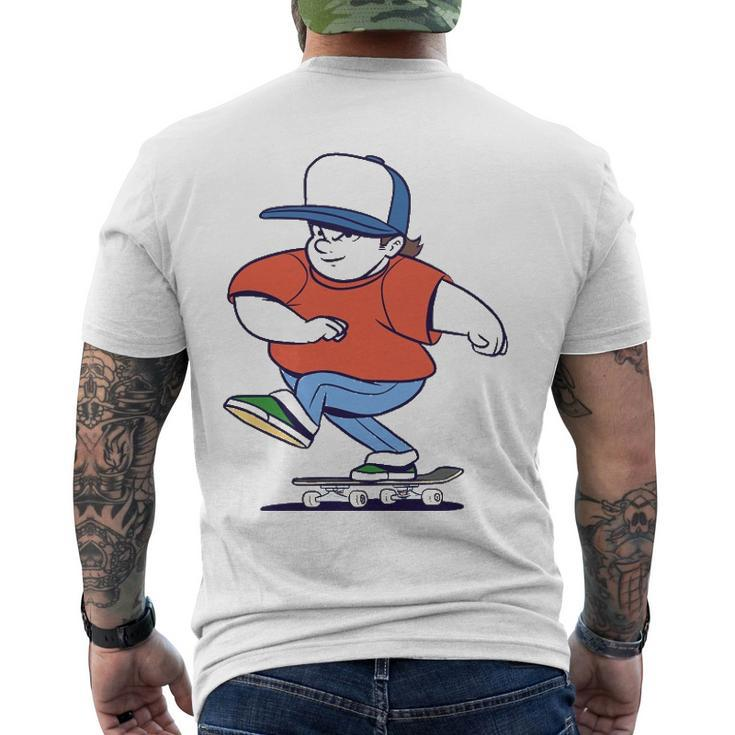 Skater Cartoon Skateboarder Riding Skateboard Men's Back Print T-shirt