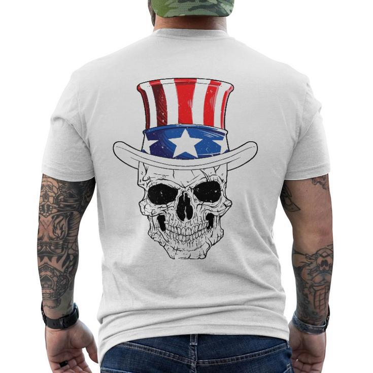 Skull 4Th Of July Uncle Sam American Flag Men Women Men's Back Print T-shirt