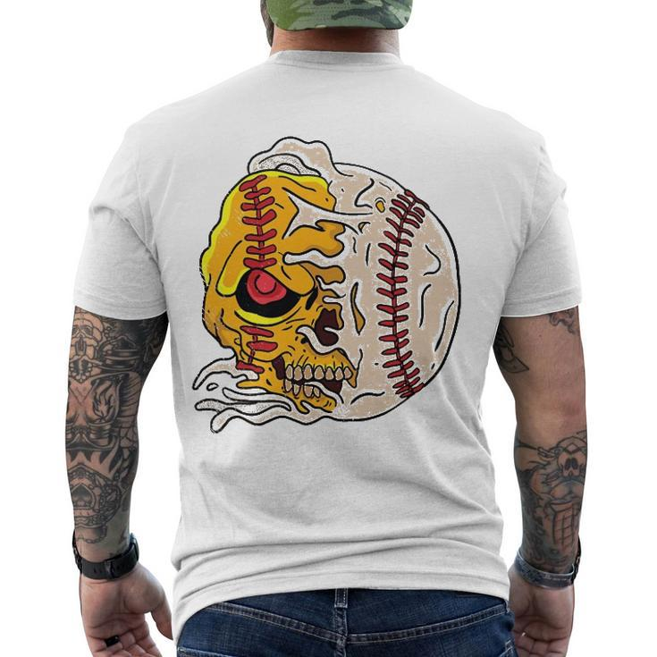 Skull Baseball Cool Skeleton Sports Player Pitcher Catcher Men's Back Print T-shirt