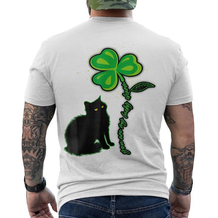 St Patricks Day Black Cat My Lucky Charm Men's Crewneck Short Sleeve Back Print T-shirt