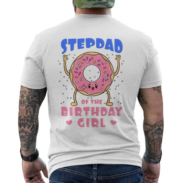 Stepdad Of The Birthday Girl Donut Bday Party Stepfather Men's Back Print T-shirt