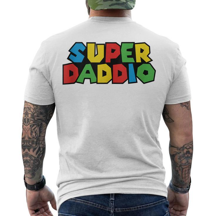 Super-Daddio Gamer Dad Fathers Day Video Game Lover Men's Back Print T-shirt