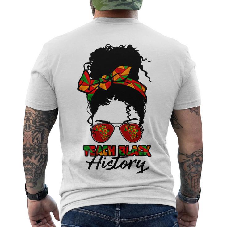 Teacher African Women Messy Bun Teach Black History Month Men's Crewneck Short Sleeve Back Print T-shirt