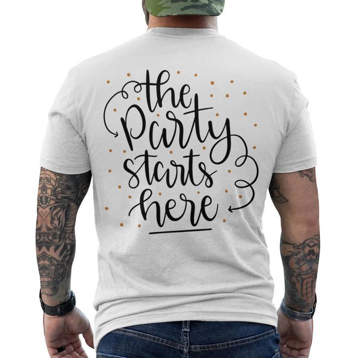 The Party Starts Here Men's Crewneck Short Sleeve Back Print T-shirt