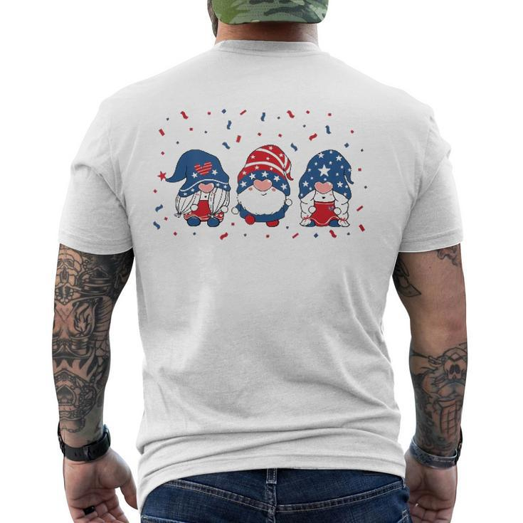 Three Gnomes Celebrating Independence Usa Day 4Th Of July Men's Back Print T-shirt