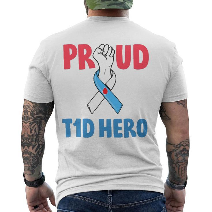 Type 1 Diabetes Awareness Proud Dad T1d Hero Diabetes Dad Men's Back Print T-shirt