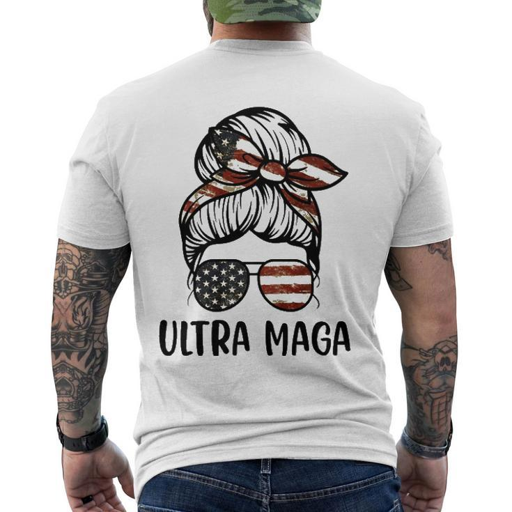 Ultra Maga American Flag Messy Bun Men's Back Print T-shirt