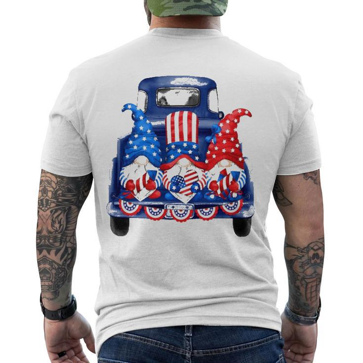 Usa Patriotic Gnomes With American Flag Hats Riding Truck Men's Back Print T-shirt