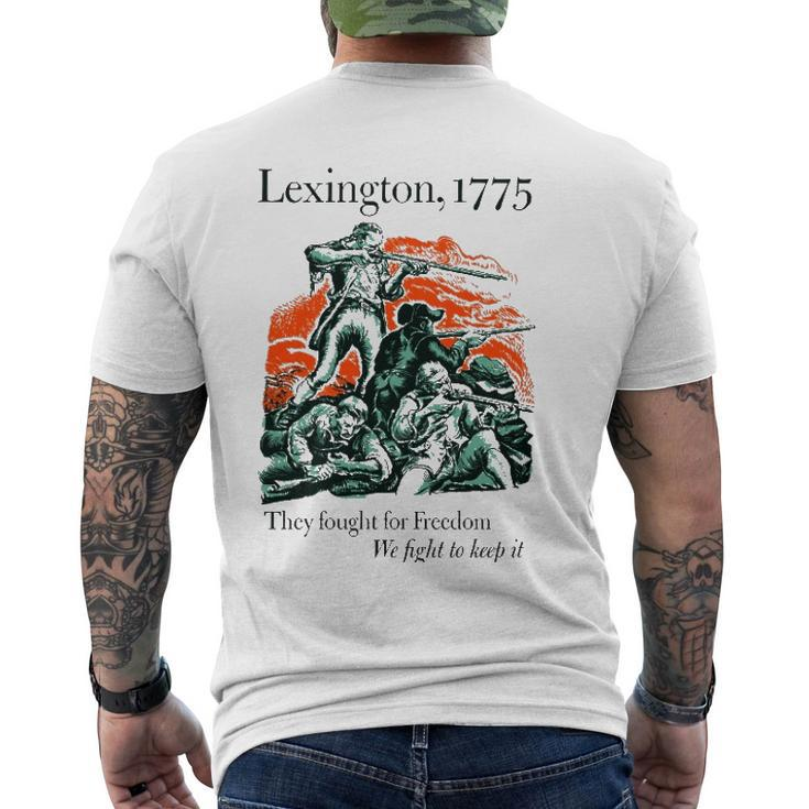 Usa Patriotic Vintage Battle Of Lexington Revolutionary War Men's Back Print T-shirt