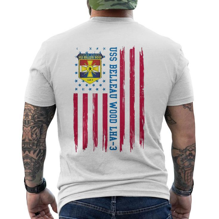 Uss Belleau Wood Lha-3 Amphibious Assault Usa Flag Veteran Men's Back Print T-shirt