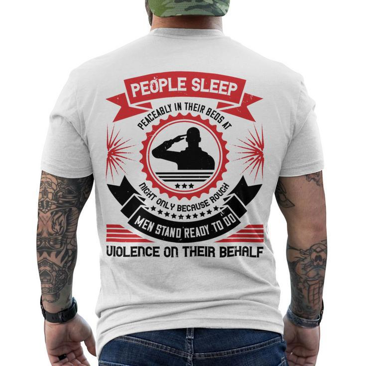 Veterans Day Gifts People Sleep Peaceably In Their Beds At Night Men's Crewneck Short Sleeve Back Print T-shirt