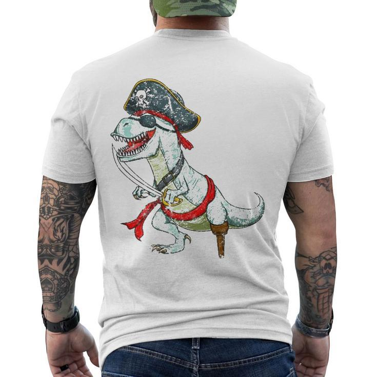 Vintage Pirate Dinosaurrex Tyrannosaurus Halloween Men's Back Print T-shirt
