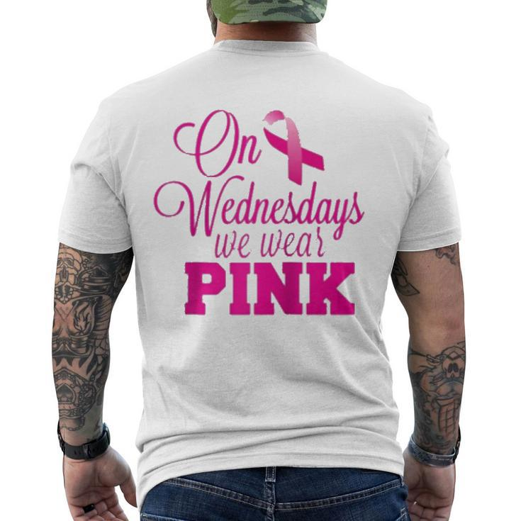 On Wednesdays We Wear Pink Breast Cancer Awareness Raglan Baseball Tee Men's Back Print T-shirt