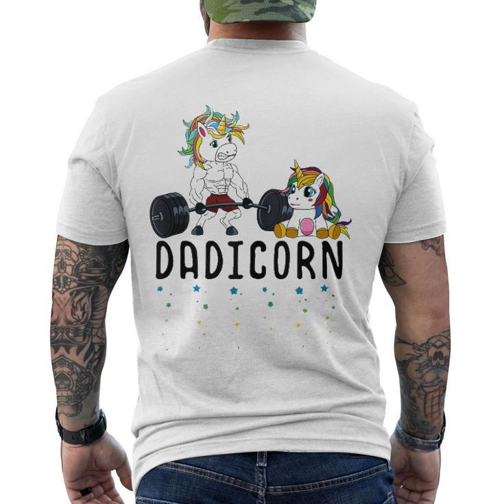 Mens White Dadicorn Unicorn Dad Fitness Gym Weightlifting Men's Back Print T-shirt
