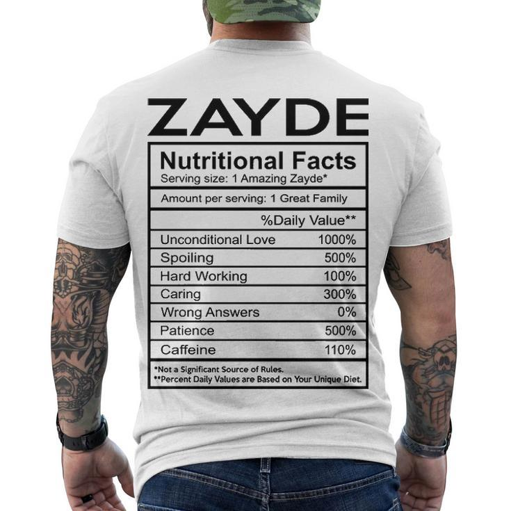 Zayde Grandpa Zayde Nutritional Facts Men's T-Shirt Back Print
