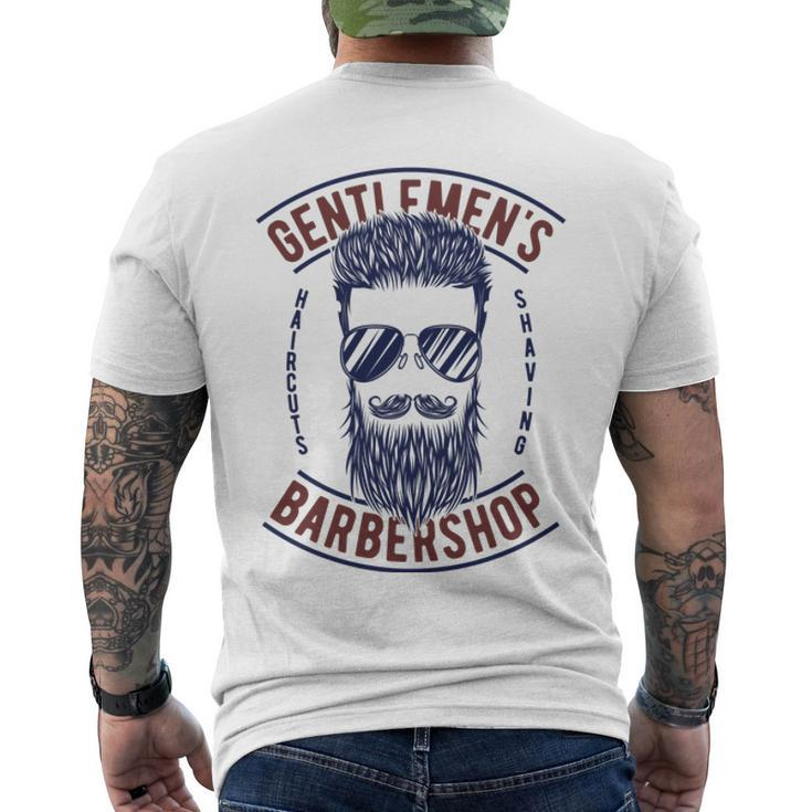 Gentlemens Barbershop  Men's Crewneck Short Sleeve Back Print T-shirt