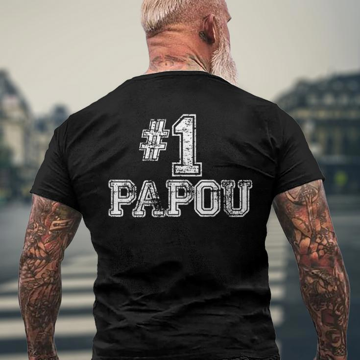 1 Papou Number One Sports Fathers Day Men's Back Print T-shirt Gifts for Old Men