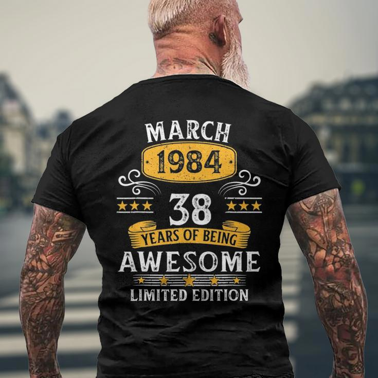 38Th Birthday 38 Years Old Awesome Since March 1984 Birthday Men's Back Print T-shirt Gifts for Old Men