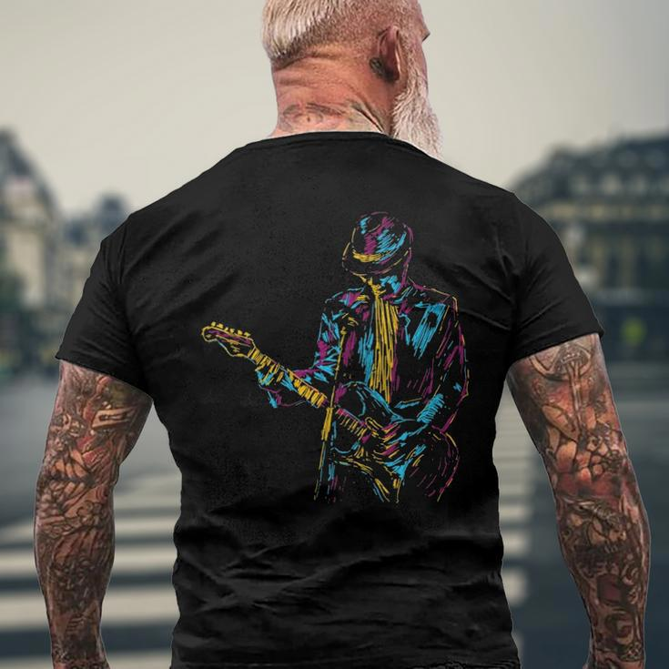 Abstract Art Musician Music Band Bass Player Men's Back Print T-shirt Gifts for Old Men