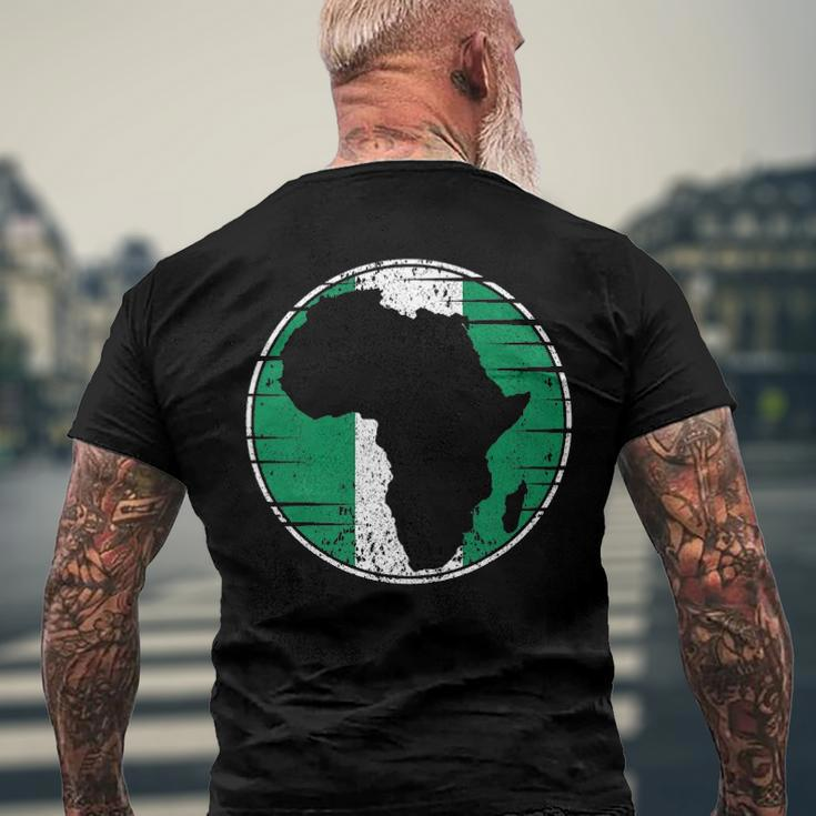 Africa Vintage Retro Map Nigeria Nigerian Flag Men's Back Print T-shirt Gifts for Old Men