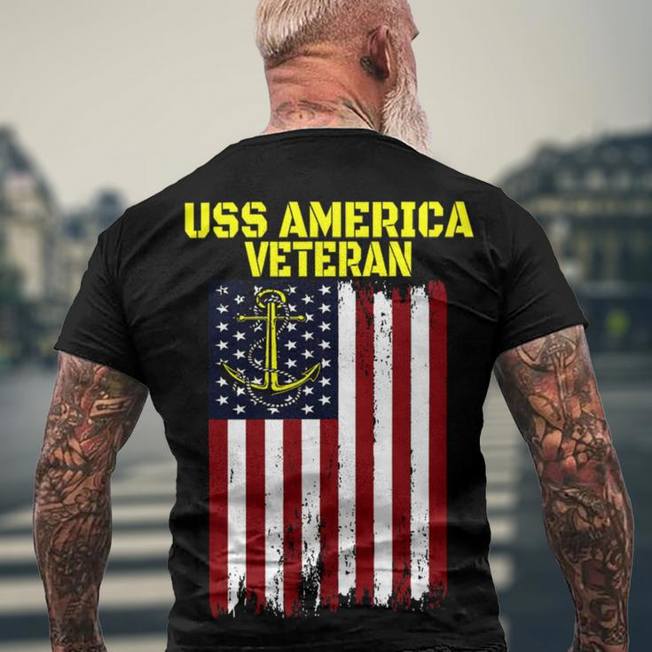 Aircraft Carrier Uss America Cv-66 Cva-66 Veterans Day T-Shirt Men's Crewneck Short Sleeve Back Print T-shirt Gifts for Old Men