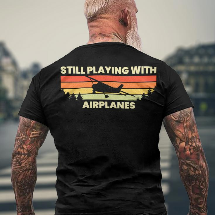 Airplane Aviation Still Playing With Airplanes 10Xa43 Men's Crewneck Short Sleeve Back Print T-shirt Gifts for Old Men