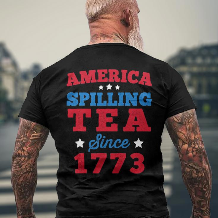 America Spilling Tea Since 1773 Boston Party 4Th July Men's Back Print T-shirt Gifts for Old Men