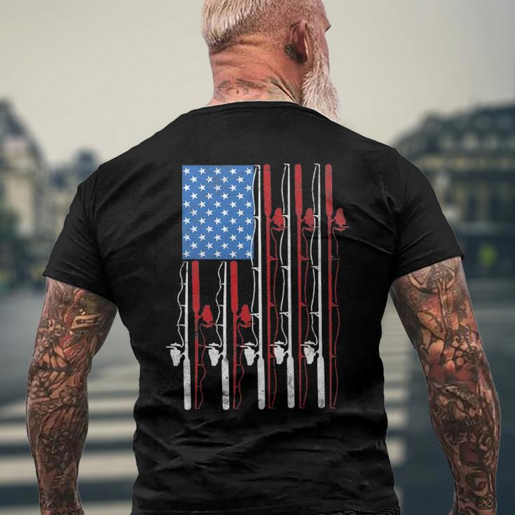 American Flag Fishing Patriotic FishermanFishing Rods Flag Men's Back Print T-shirt Gifts for Old Men