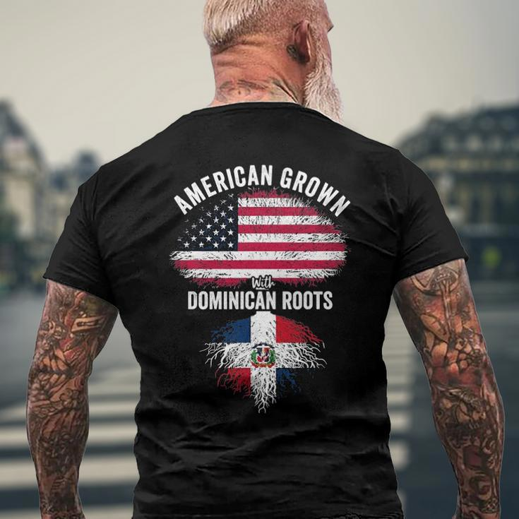 American Grown With Dominican Roots Usa Dominican Flag Men's Back Print T-shirt Gifts for Old Men