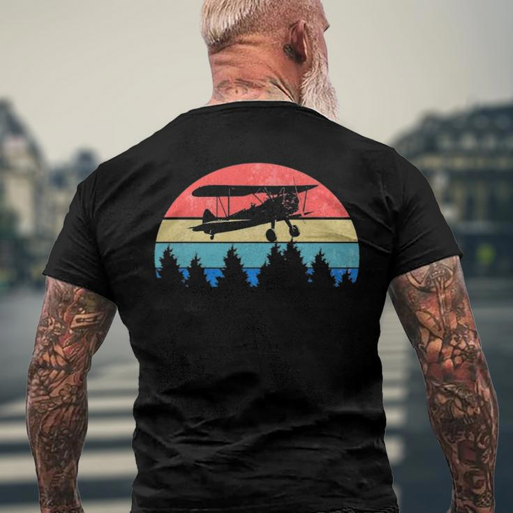 Aviator Pilot Vintage Bi-Plane Airplane Men's Back Print T-shirt Gifts for Old Men
