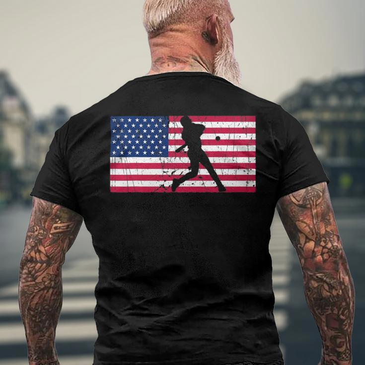 Baseball 4Th Of July American Flag Usa America Patriotic Men's Back Print T-shirt Gifts for Old Men