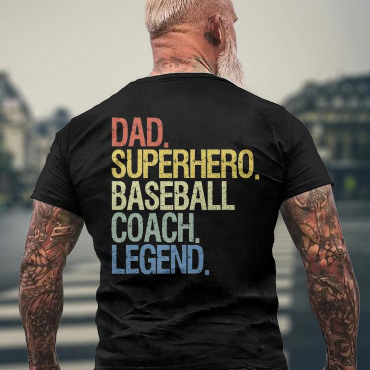 Baseball Coach Dad Superhero Legend Men's Back Print T-shirt Gifts for Old Men