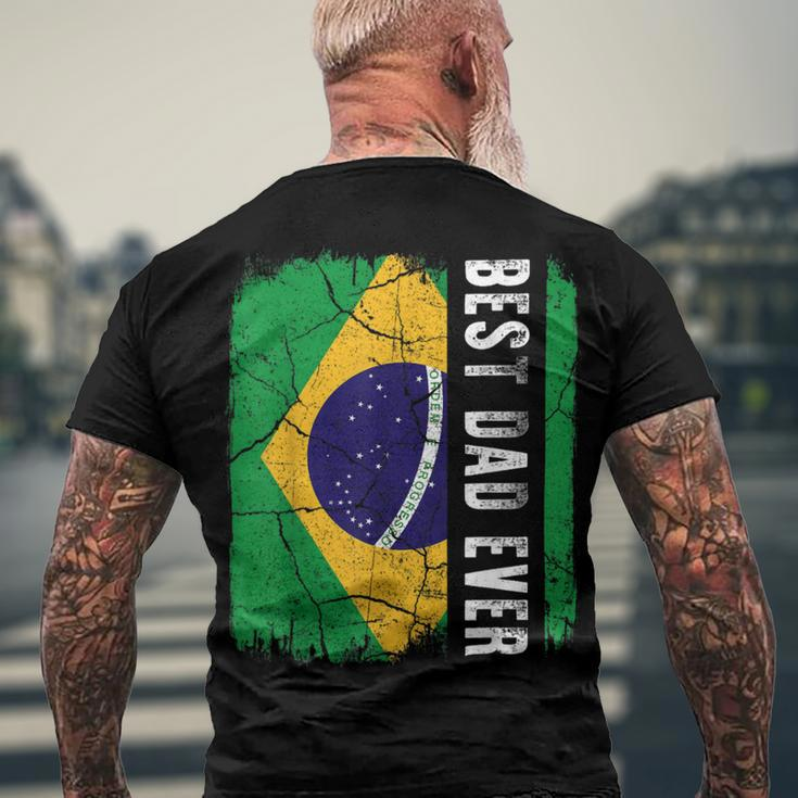 Best Brazilian Dad Ever Brazil Daddy Fathers Day Men's Crewneck Short Sleeve Back Print T-shirt Gifts for Old Men