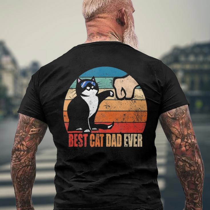 Best Cat Dad Ever Paw Fist Bump Fathers Day Tee Men's Back Print T-shirt Gifts for Old Men