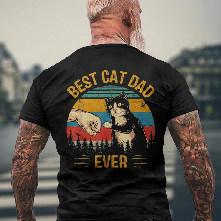 Best Cat Dad Ever Paw Fist Bump Fit Vintage Retro Daddy Men's Back Print T-shirt Gifts for Old Men