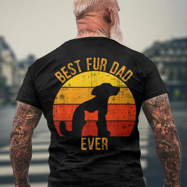 Best Fur Dad Ever Vintage Retro Dog Cat Owner Men's T-shirt Back Print Gifts for Old Men