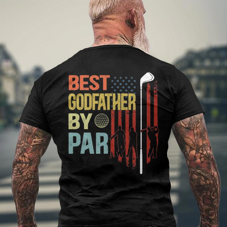 Mens Best Godfather By Par Flag Fathers Day Golfing Men's Back Print T-shirt Gifts for Old Men