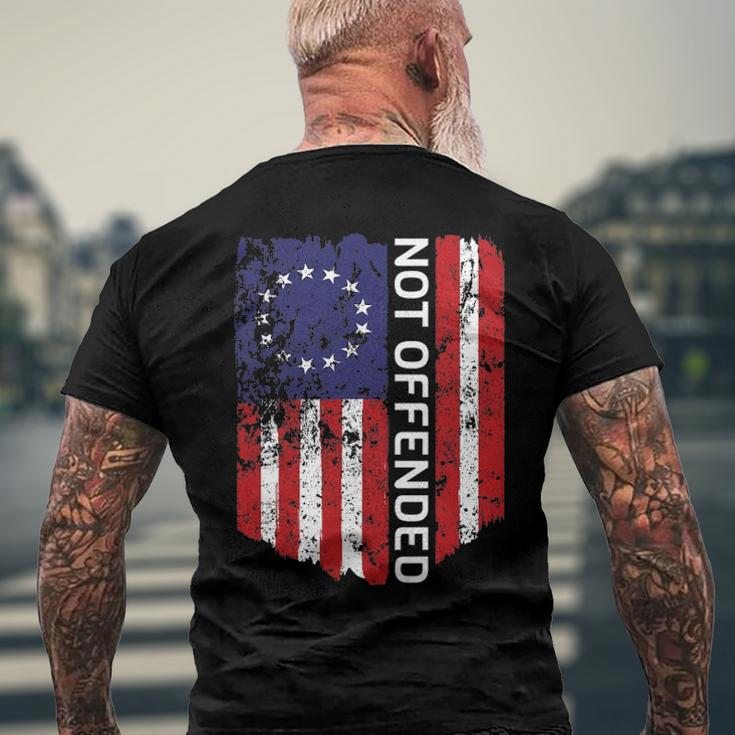 Betsy Ross Flag 1776 Not Offended Vintage American Flag Usa Men's Back Print T-shirt Gifts for Old Men