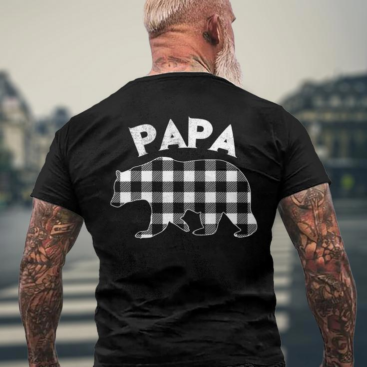 Mens Black And White Buffalo Plaid Papa Bear Christmas Pajama Men's Back Print T-shirt Gifts for Old Men