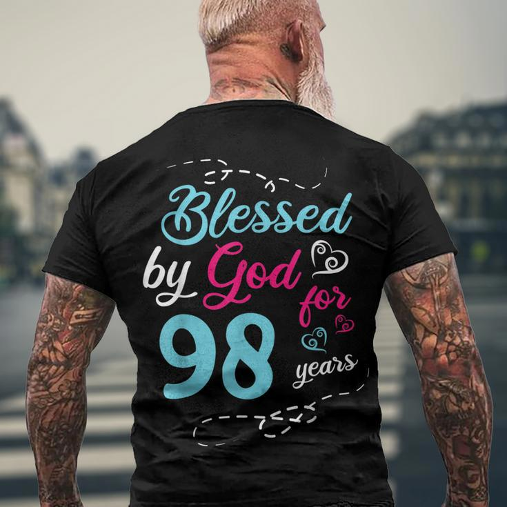 Blessed By God For 98 Years 98Th Birthday Party Celebration Men's T-shirt Back Print Gifts for Old Men