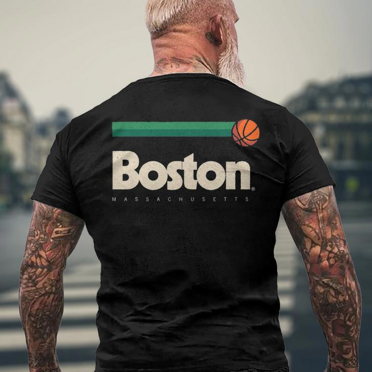 Boston Basketball B-Ball Massachusetts Green Retro Boston Men's Back Print T-shirt Gifts for Old Men