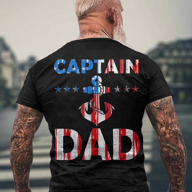 Captain Dad Boat Owner American Flag 4Th Of July Men's T-shirt Back Print Gifts for Old Men